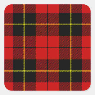 Wallace tartan red black plaid vierkante sticker