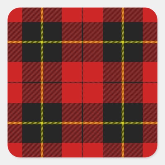 Wallace tartan red black plaid vierkante sticker (Voorkant)