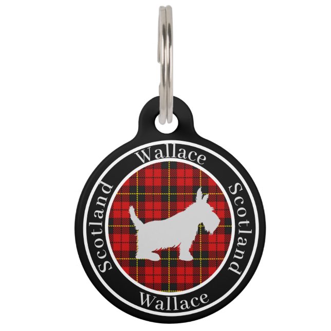 Wallace Tartan & Scottie Dog gepersonaliseerd Huisdierpenning (Voorkant)