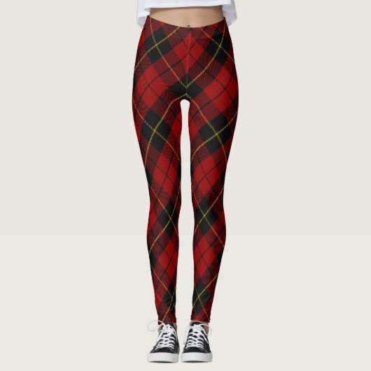 Wallace Tartan Scottish Clan Pset Pattern Leggings (Voorkant)