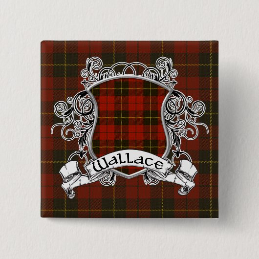 Wallace Tartan Shield Vierkante Button 5,1 Cm (Voorkant)