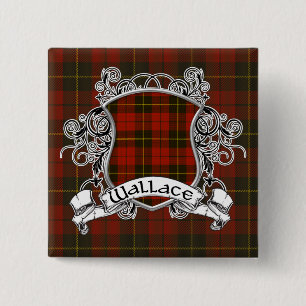 Wallace Tartan Shield Vierkante Button 5,1 Cm