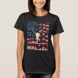 Wallen Koeien Schedel Amerikaanse Vlag Rood Wit Bl T-shirt