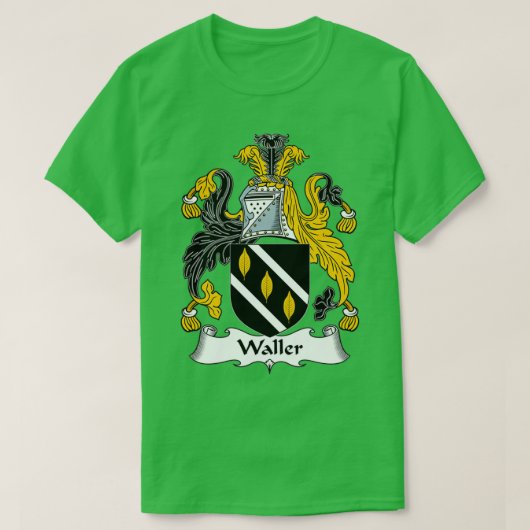 Waller Coat of Arms Family Crest T-shirt (Design voorkant)