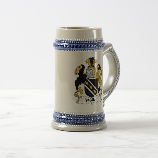 Waller Coat of Arms Stein - Family Crest Bierpul (Voorkant rechts)