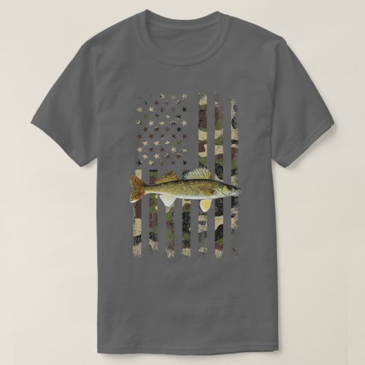 Walleye Camo American Flag fish Walleye T-shirt (Design voorkant)