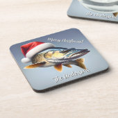 Walleye Draag een kerstmuts Bier Onderzetter (Linkerzijde)