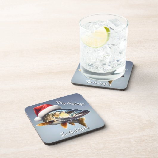 Walleye Draag een kerstmuts Bier Onderzetter (Rechterzijde)