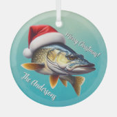 Walleye Draag een kerstmuts Glas Ornament (Voorkant)