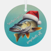 Walleye Draag een kerstmuts Glas Ornament (Achterkant)