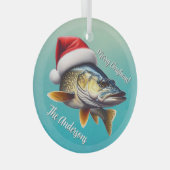 Walleye Draag een kerstmuts Glas Ornament (Voorkant Rechts)