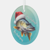 Walleye Draag een kerstmuts Glas Ornament (Voorkant links)