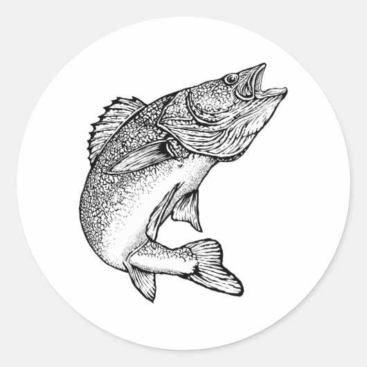 Walleye Fish Ronde Sticker (Voorkant)