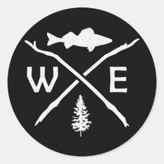 Walleye Fishing Outdoor Compass Fisherman Gift  Ronde Sticker