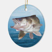 Walleye Gevist Keramisch Ornament (Links)