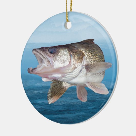 Walleye Gevist Keramisch Ornament (Links)