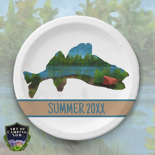 Walleye Gevist Tent Camping Lake Papieren Bordje