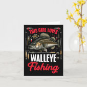 Walleye Hunting Fish Angler Dit meisje houdt van W Kaart (Gele Bloem)