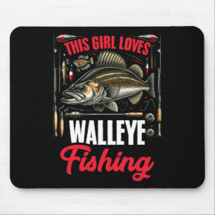 Walleye Hunting Fish Angler Dit meisje houdt van W Muismat