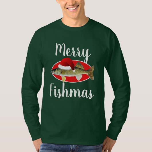 Walleye "Merry Fishmas" Ugandekerst T-shirt (Voorkant)