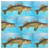 Walleye Pattern op Blue Fabric Stof (Close Up)