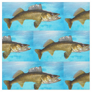 Walleye Pattern op Blue Fabric Stof
