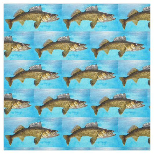 Walleye Pattern op Blue Fabric Stof (Swatch)