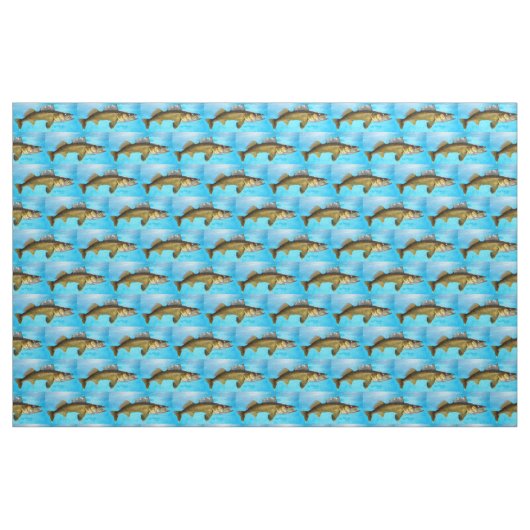 Walleye Pattern op Blue Fabric Stof (Fat Quarter)