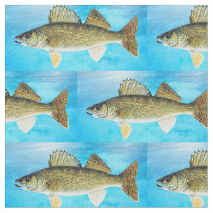 Walleye Pattern op Blue Stof