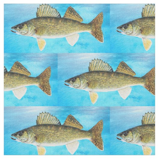 Walleye Pattern op Blue Stof (Close Up)