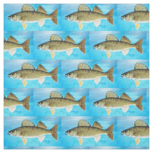 Walleye Pattern op Blue Stof (Swatch)