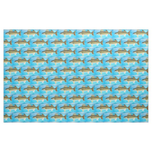 Walleye Pattern op Blue Stof (Fat Quarter)