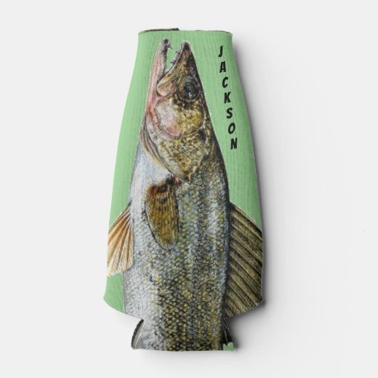 Walleye Pike Fish en naam Flesjeskoeler (Voorkant)