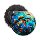 Walleye Pike in het moderne meer Button Flesopener (Voorkant)