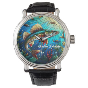 Walleye Pike in het moderne meer Horloge