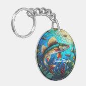 Walleye Pike in het moderne meer Sleutelhanger (Voorkant Links)