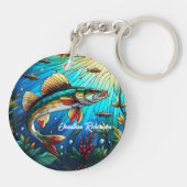 Walleye Pike in het moderne meer Sleutelhanger (Achterkant)