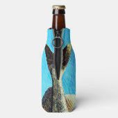 Walleye Pike Vis op Blauw en Naam Flesjeskoeler (Fles Achterkant)