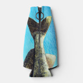 Walleye Pike Vis op Blauw en Naam Flesjeskoeler (Achterkant)