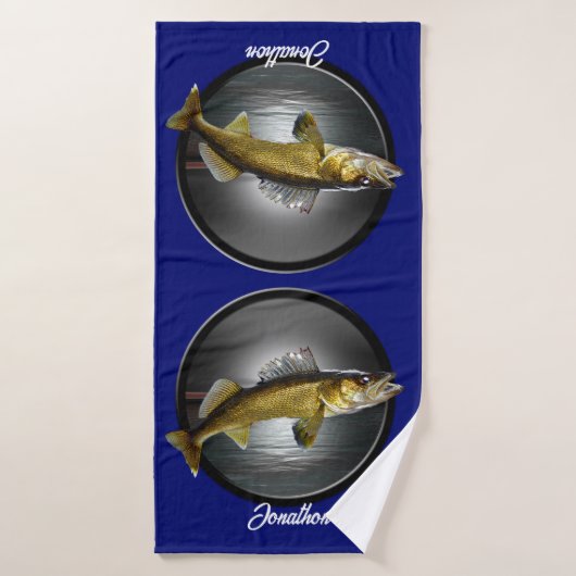 Walleye Pikes on Deep Blue Background Bad Handdoek (Badhanddoek)
