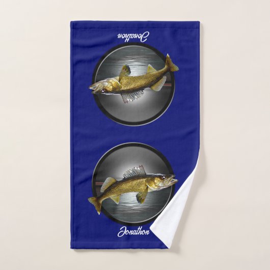 Walleye Pikes on Deep Blue Background Bad Handdoek (Handdoek)