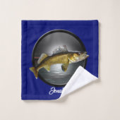Walleye Pikes on Deep Blue Background Bad Handdoek (Wasdoekje)