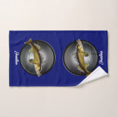 Walleye Pikes on Deep Blue Background Bad Handdoek (Handdoek)