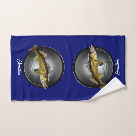 Walleye Pikes on Deep Blue Background Bad Handdoek (Handdoek)