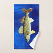 Walleye Pikes on Deep Blue Background Bad Handdoek (Handdoek)