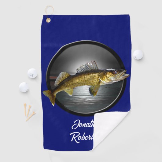 Walleye Pikes on Deep Blue Background Golfhanddoek (Insitu)