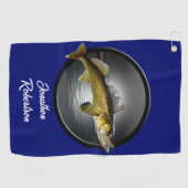 Walleye Pikes on Deep Blue Background Golfhanddoek (Horizontaal)