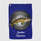 Walleye Pikes on Deep Blue Background Golfhanddoek (Voorkant)