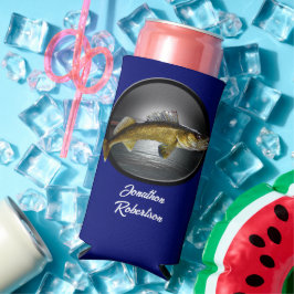 Walleye Pikes on Deep Blue Background Seltzer Blikjeskoeler