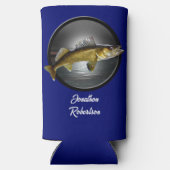 Walleye Pikes on Deep Blue Background Seltzer Blikjeskoeler (Achterkant)